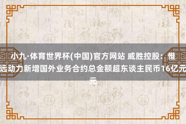 小九·体育世界杯(中国)官方网站 威胜控股：惟远动力新增国外业务合约总金额超东谈主民币16亿元