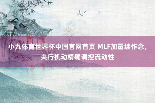 小九体育世界杯中国官网首页 MLF加量续作念，央行机动精确调控流动性
