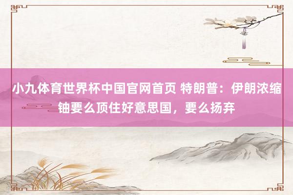 小九体育世界杯中国官网首页 特朗普：伊朗浓缩铀要么顶住好意思国，要么扬弃