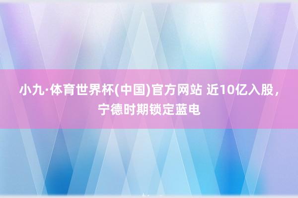 小九·体育世界杯(中国)官方网站 近10亿入股，宁德时期锁定蓝电