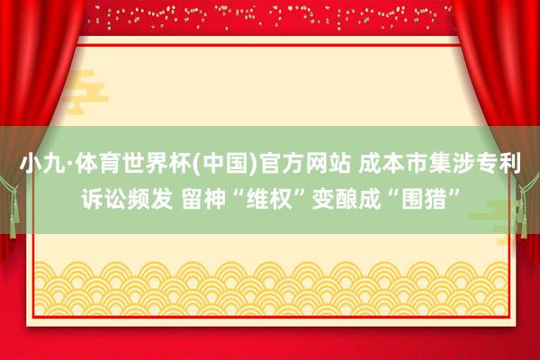 小九·体育世界杯(中国)官方网站 成本市集涉专利诉讼频发 留神“维权”变酿成“围猎”