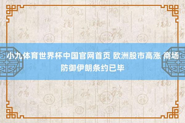 小九体育世界杯中国官网首页 欧洲股市高涨 商场防御伊朗条约已毕