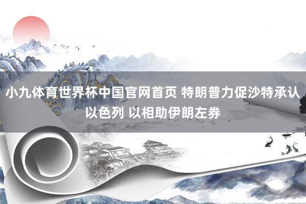 小九体育世界杯中国官网首页 特朗普力促沙特承认以色列 以相助伊朗左券