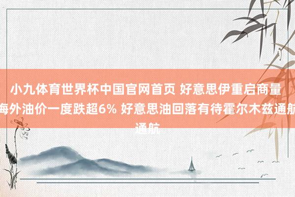 小九体育世界杯中国官网首页 好意思伊重启商量 海外油价一度跌超6% 好意思油回落有待霍尔木兹通航