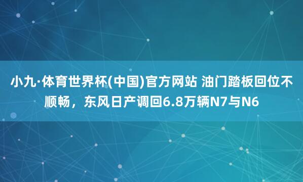 小九·体育世界杯(中国)官方网站 油门踏板回位不顺畅，东风日产调回6.8万辆N7与N6