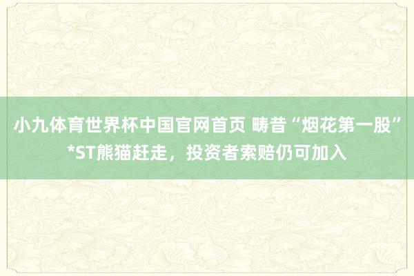 小九体育世界杯中国官网首页 畴昔“烟花第一股”*ST熊猫赶走，投资者索赔仍可加入