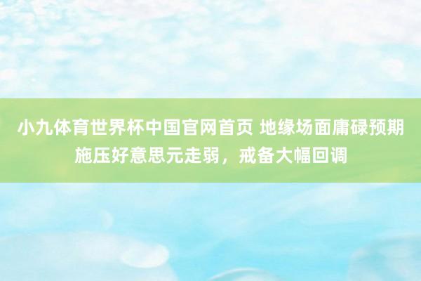 小九体育世界杯中国官网首页 地缘场面庸碌预期施压好意思元走弱，戒备大幅回调