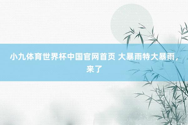 小九体育世界杯中国官网首页 大暴雨特大暴雨，来了