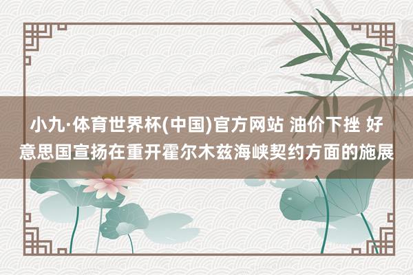 小九·体育世界杯(中国)官方网站 油价下挫 好意思国宣扬在重开霍尔木兹海峡契约方面的施展