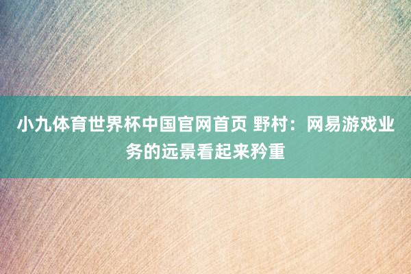 小九体育世界杯中国官网首页 野村：网易游戏业务的远景看起来矜重