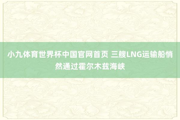 小九体育世界杯中国官网首页 三艘LNG运输船悄然通过霍尔木兹海峡