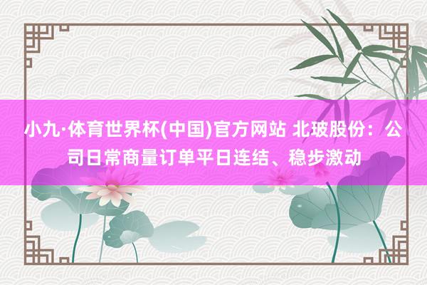 小九·体育世界杯(中国)官方网站 北玻股份：公司日常商量订单平日连结、稳步激动