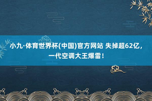 小九·体育世界杯(中国)官方网站 失掉超62亿，一代空调大王爆雷！