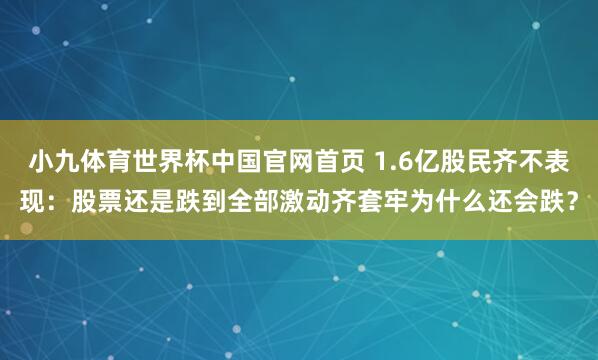 小九体育世界杯中国官网首页 1.6亿股民齐不表现：股票还是跌到全部激动齐套牢为什么还会跌？