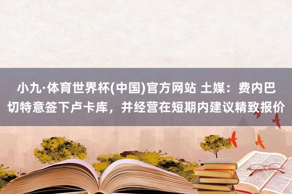 小九·体育世界杯(中国)官方网站 土媒：费内巴切特意签下卢卡库，并经营在短期内建议精致报价