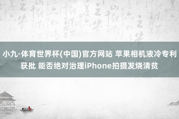 小九·体育世界杯(中国)官方网站 苹果相机液冷专利获批 能否绝对治理iPhone拍摄发烧清贫