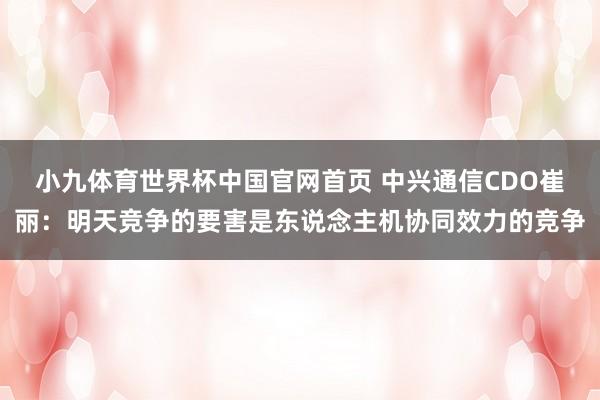 小九体育世界杯中国官网首页 中兴通信CDO崔丽：明天竞争的要害是东说念主机协同效力的竞争