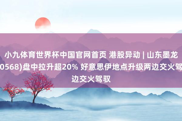 小九体育世界杯中国官网首页 港股异动 | 山东墨龙(00568)盘中拉升超20% 好意思伊地点升级两边交火驾驭