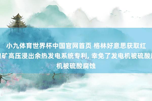 小九体育世界杯中国官网首页 格林好意思获取红土镍矿高压浸出余热发电系统专利， 幸免了发电机被硫酸腐蚀