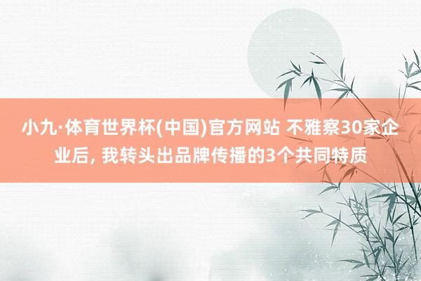 小九·体育世界杯(中国)官方网站 不雅察30家企业后， 我转头出品牌传播的3个共同特质