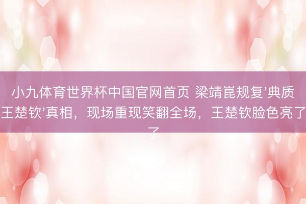 小九体育世界杯中国官网首页 梁靖崑规复'典质王楚钦'真相，现场重现笑翻全场，王楚钦脸色亮了