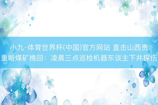 小九·体育世界杯(中国)官方网站 直击山西贵重峪煤矿挽回：凌晨三点巡检机器东谈主下井探伤