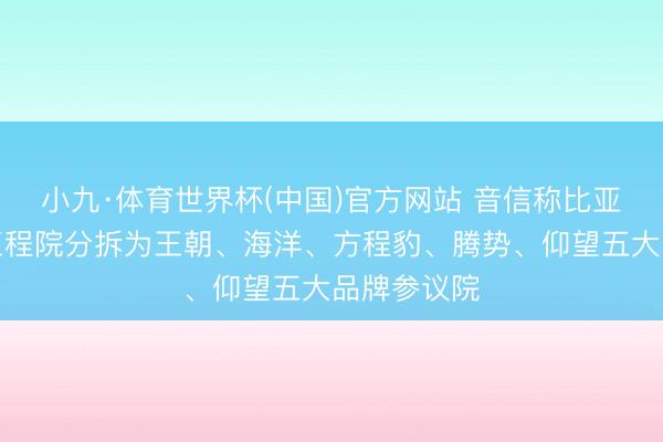 小九·体育世界杯(中国)官方网站 音信称比亚迪场所将工程院分拆为王朝、海洋、方程豹、腾势、仰望五大品牌参议院