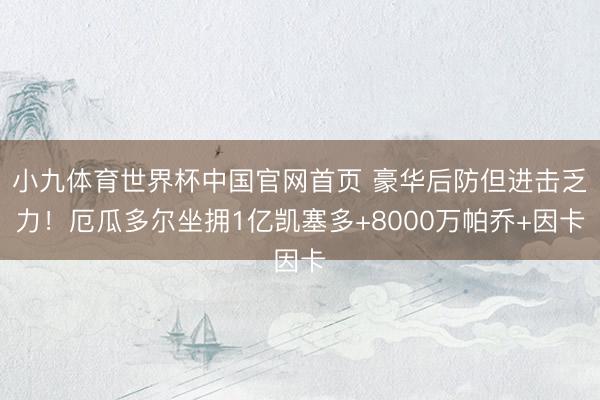 小九体育世界杯中国官网首页 豪华后防但进击乏力！厄瓜多尔坐拥1亿凯塞多+8000万帕乔+因卡